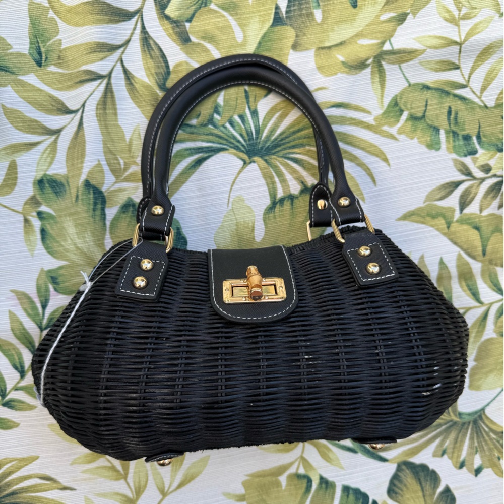 Elegant Black Woven Handbag